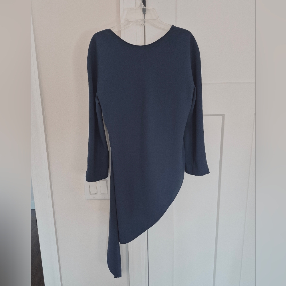 Balenciaga Blouse Blue Asymmetrical Hem Long Sleeve Pullover Size EU 36 - Picture 3 of 12